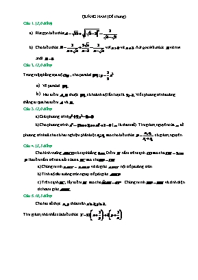 Đề thi tuyển sinh Lớp 10 THPT môn Toán (Đề chung) - Tỉnh Quảng Nam (Có đáp án)